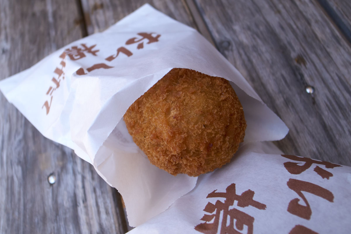 Must-try croquettes at the Izumiya butcher's shop